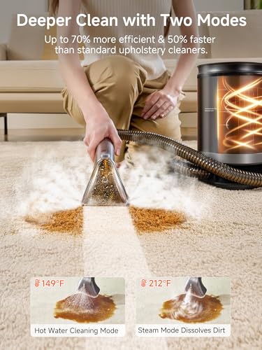 Portable Carpet Cleaner with Steam, 18Kpa Suction L289407