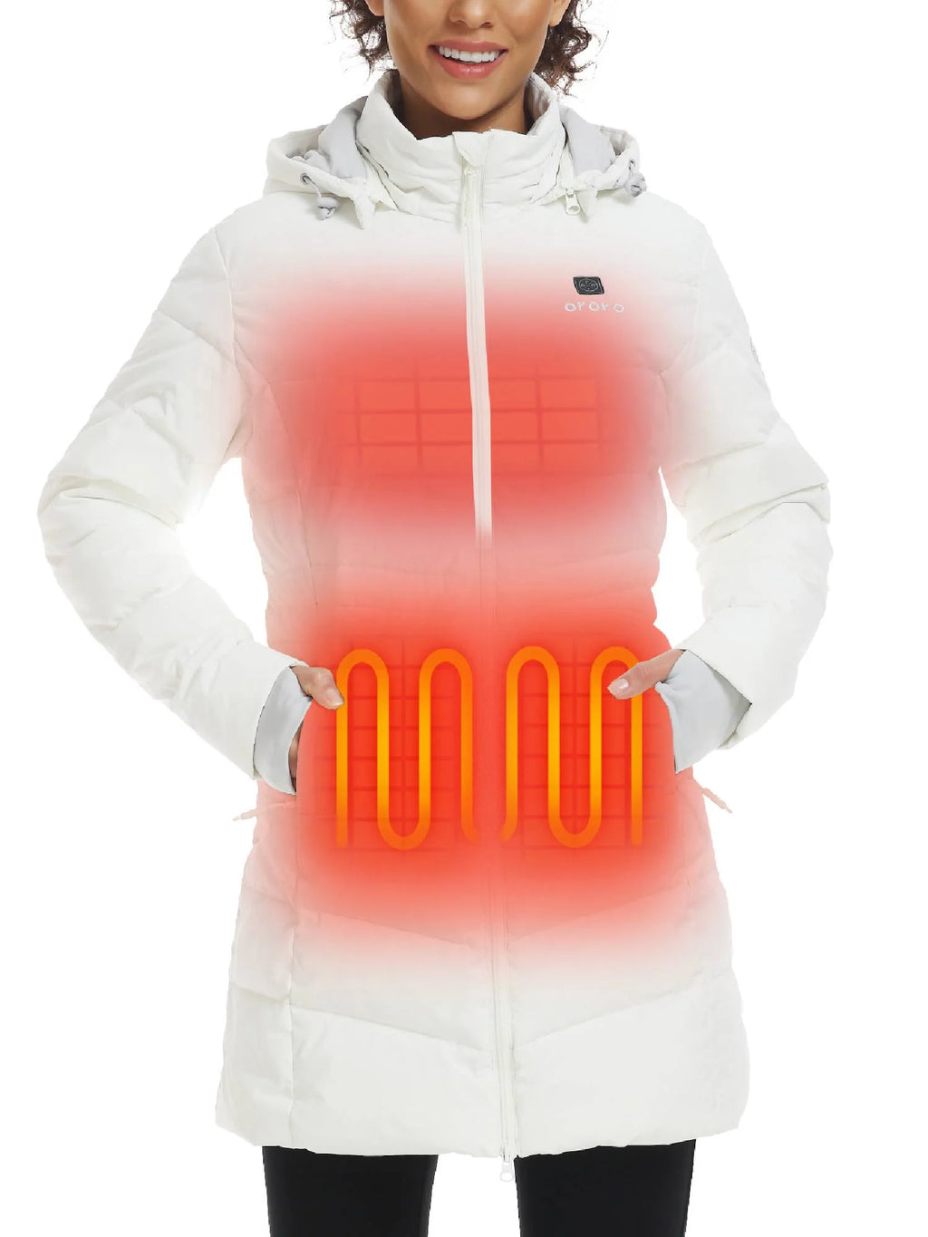 Women's Heated Puffer Parka Jacket (White, M) T88214