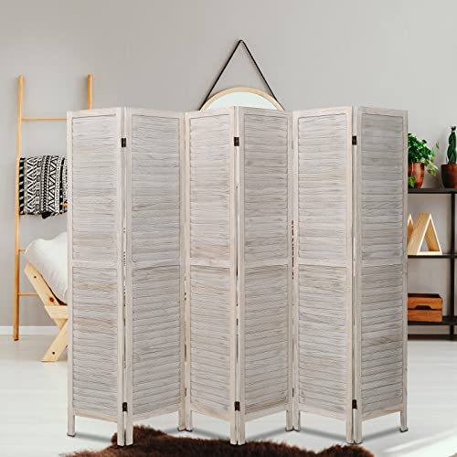 6 Panel Wood Room Divider (Beige) K748