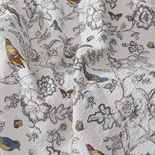 Grey Toile Cotton Full/Queen Quilt Set with Two Standard Pillow Shams P661918