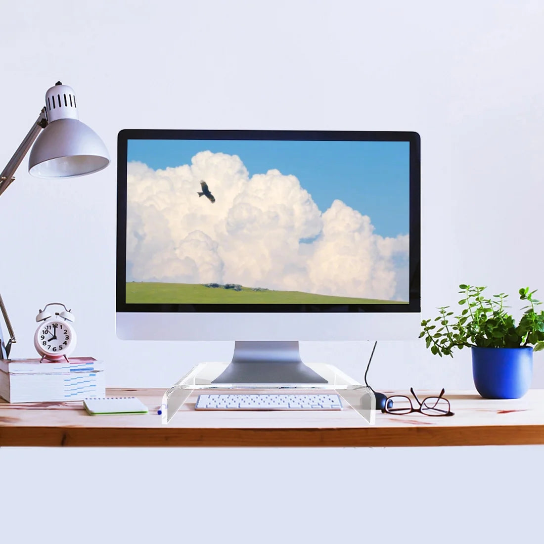 Clear Acrylic Monitor Stand with Storage A9135