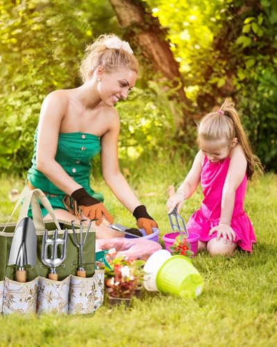 9-Piece Heavy Duty Stainless Steel Gardening Tool Set with Storage Tote (Green) E7604