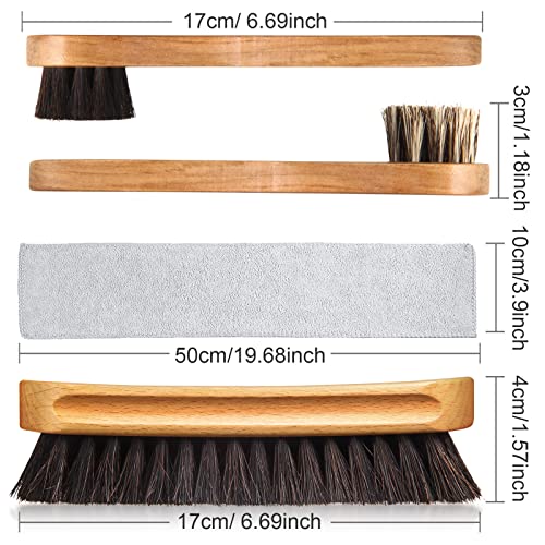 4 Pcs Horsehair Shoe Brush Kit with Microfiber Shoe Cloth E219