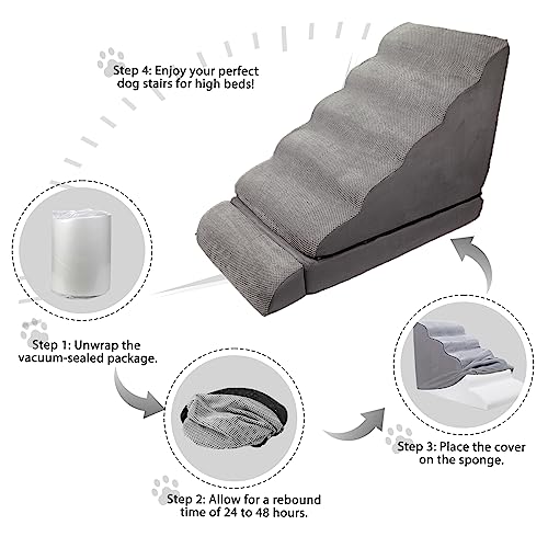 6 Step Non-Slip Pet Stairs for High Beds 30-36 inches P10720