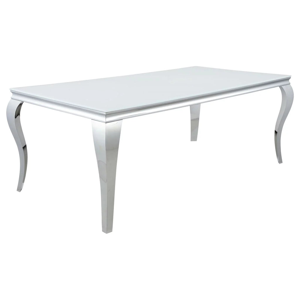Rectangular Glass Top Dining Table White and Chrome N632253