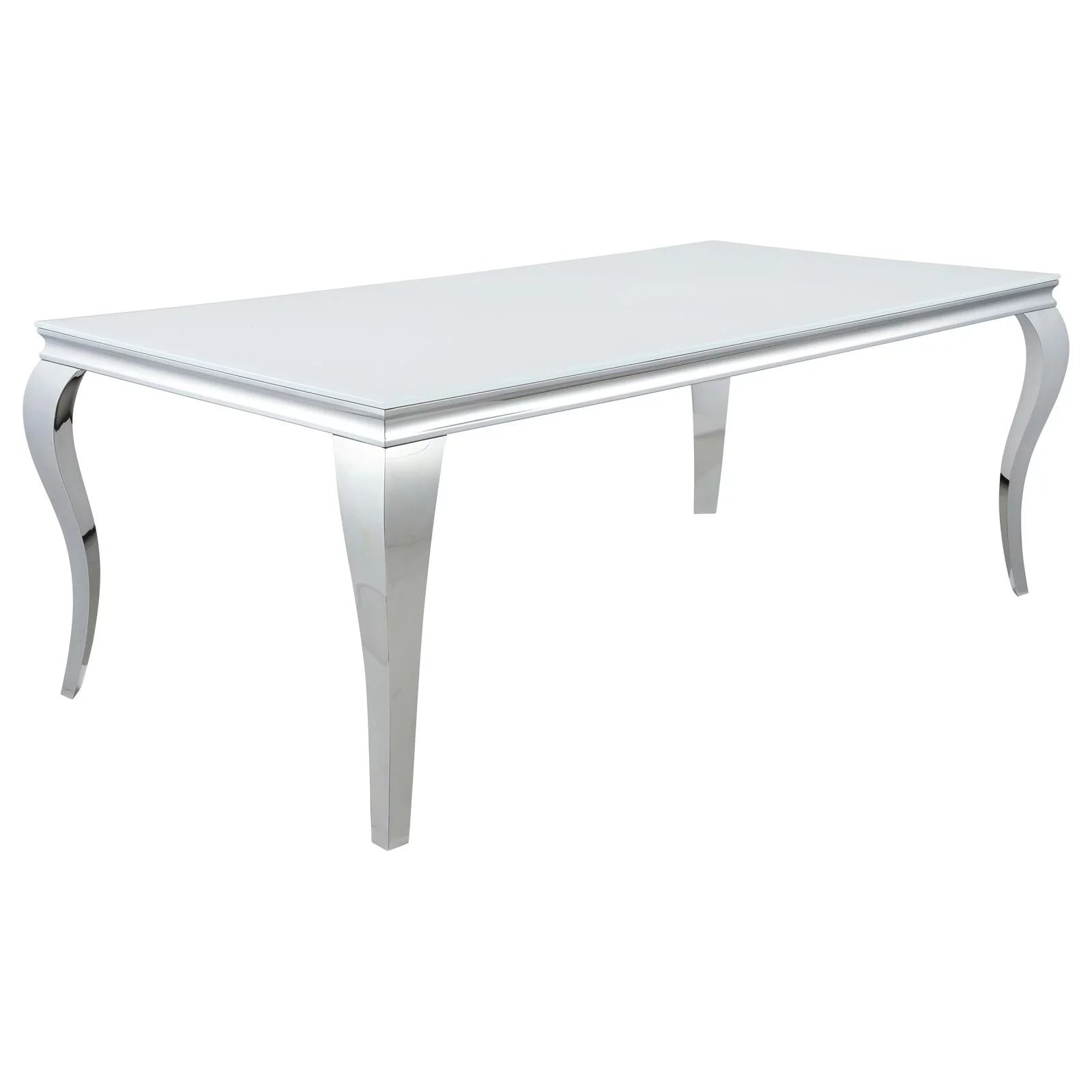 Rectangular Glass Top Dining Table White and Chrome N632253
