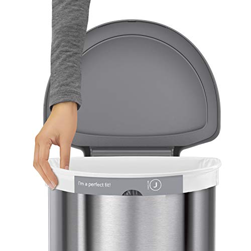 Brushed Stainless Steel Semi-Round Sensor Automatic Trash Can R719441