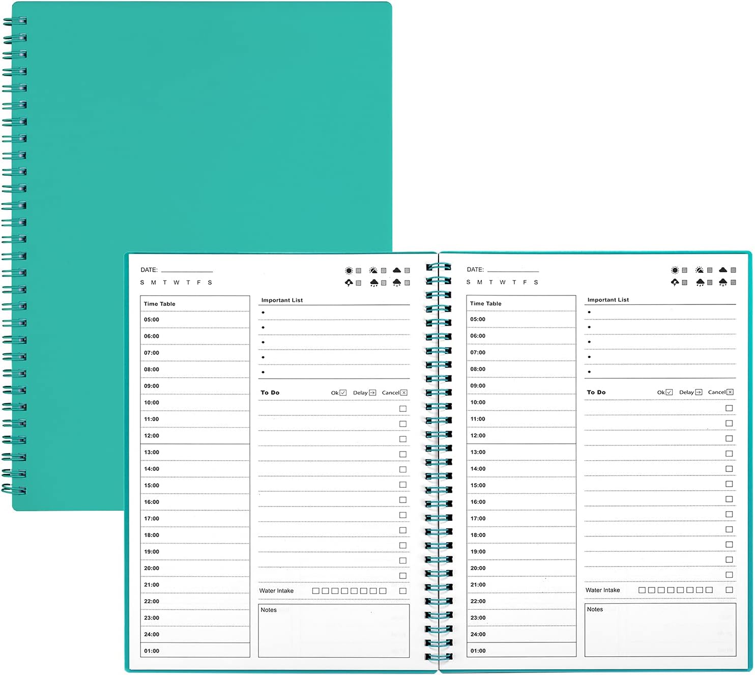 Green 5.2"x7.5" Undated Daily Planner H90238