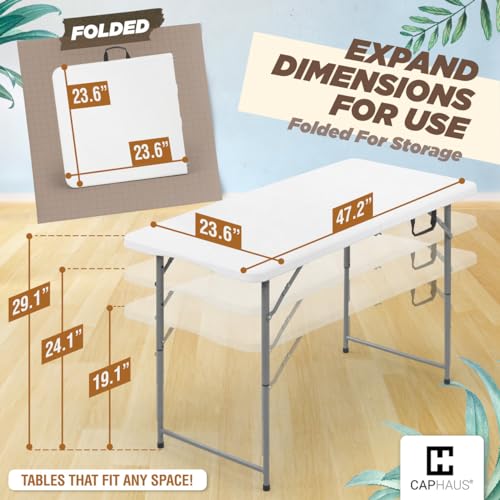 White Foldable Utility Bi-Fold Table W94567