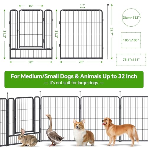 40" Height 8 Panels Portable Foldable Dog Playpen with Anti-Rust Coating X3738