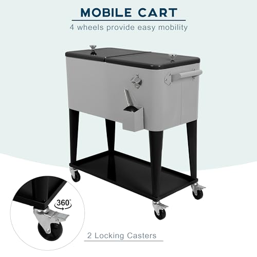 80 Quart Rolling Cooler Cart with Wheels E400