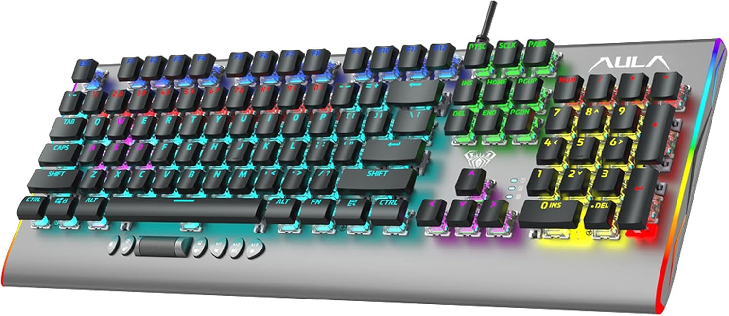 Mechanical Keyboard with Blue Switches, RGB Backlight, 104-Keys U387