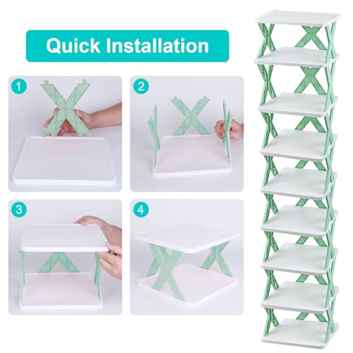 9 Tiers Narrow Blue Shoe Rack L57148
