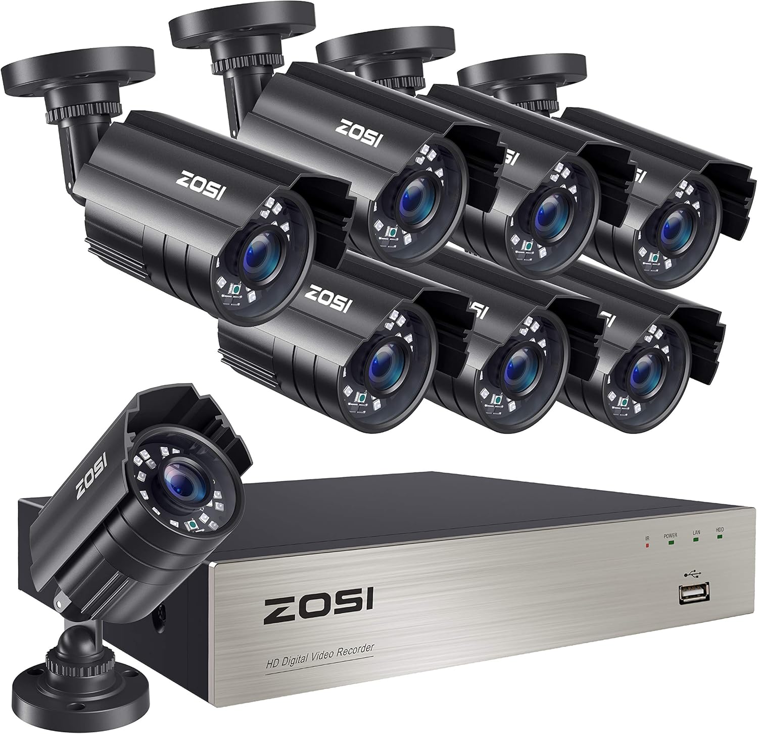 8 Channel 5MP Lite Home Security Camera System with 8 x 1080p Weatherproof Cameras G6832