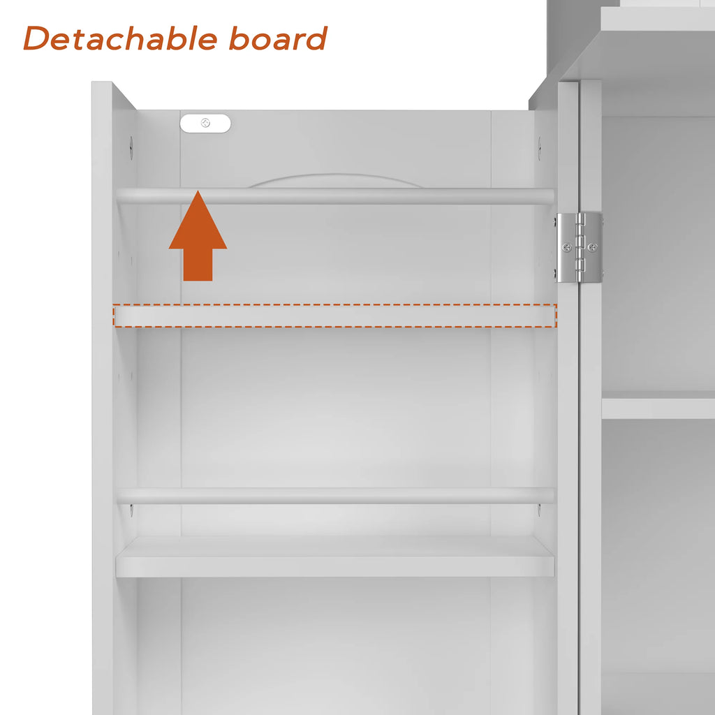White Tall Kitchen Pantry Storage Cabinet with Doors and Shelves J824