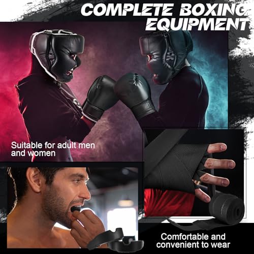 14 Pcs Boxing Set Including Boxing Gloves Headgear Helmet Punching Bag Hand Wraps Sport Mouth Guards Q856