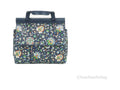 Navy Floral Leather Mini Satchel Crossbody Handbag C2611