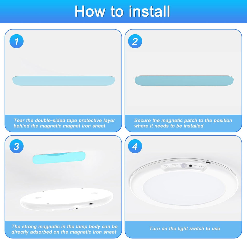 7.5 Inch 6500K Battery Powered Ceiling Light with Remote H756238