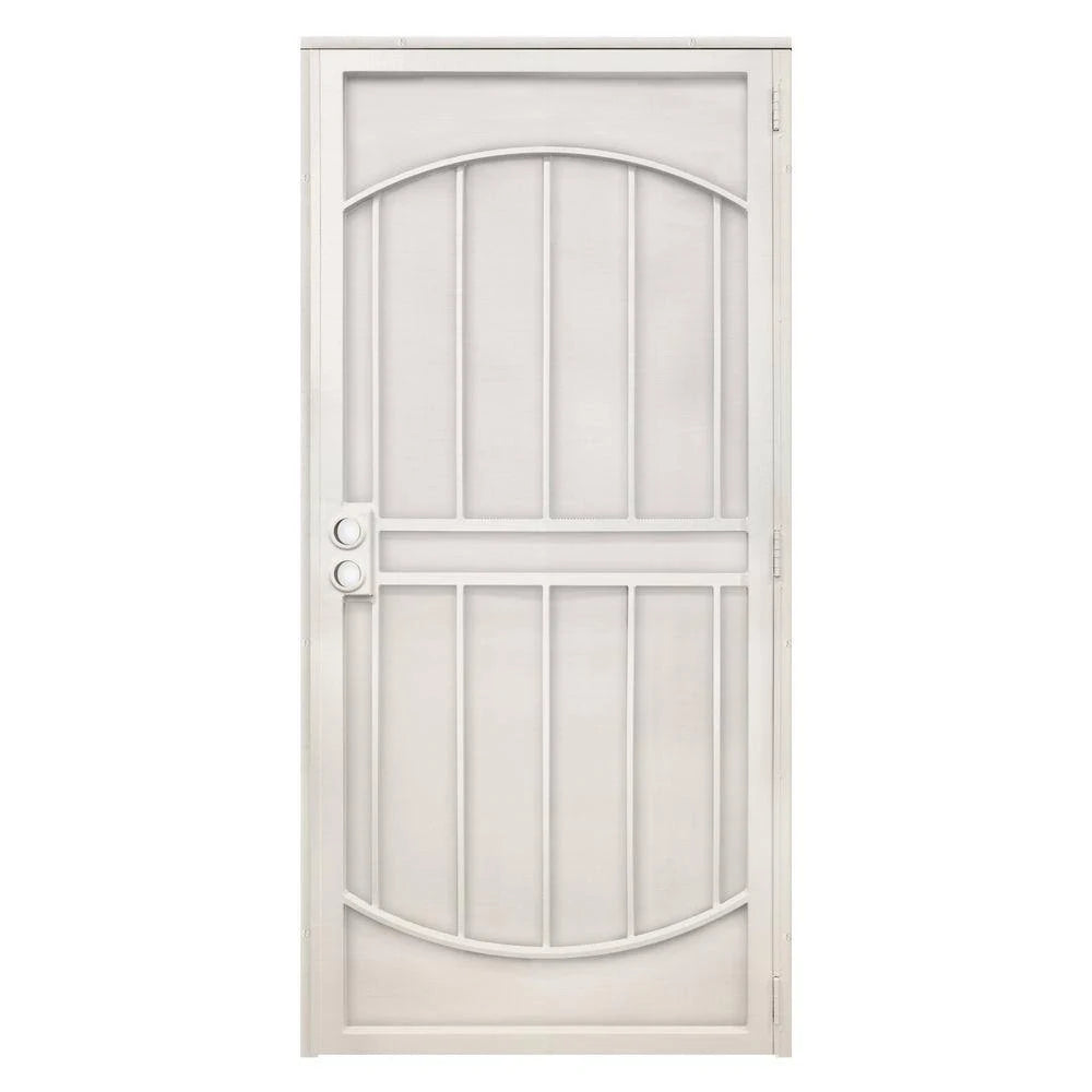 32 in. x 80 in. Navajo White Surface Mount Outswing Steel Security Door with Expanded Metal Screen F711