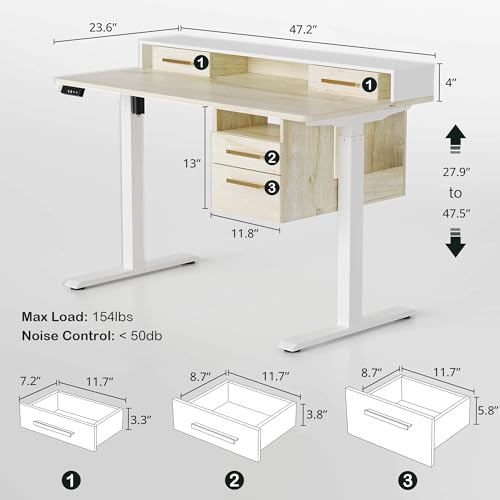 47.2 x 23.6 Inch Electric Height Adjustable Standing Desk with 4 Drawers J579