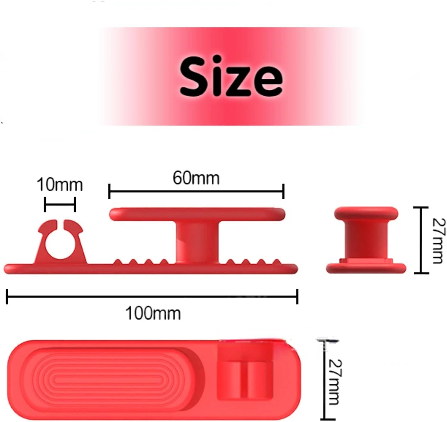 Black+Red 4pack Adhesive Cord Wrapper U356