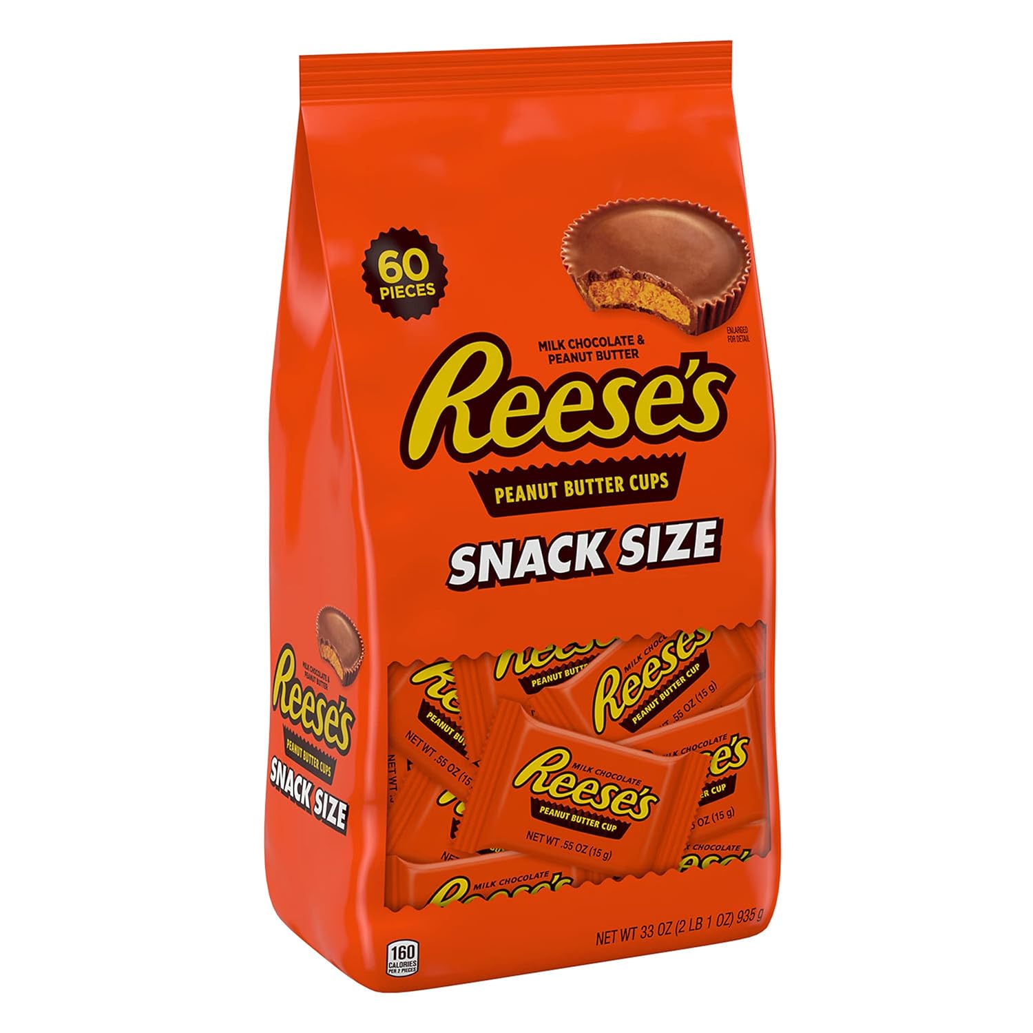 Milk Chocolate Peanut Butter Snack Size Cups, 33 oz (60 Pieces) K308237