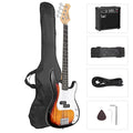 Full Size Electric Bass Guitar 4 String with AMP, Cable, Strap, Bag and Accessories (Black) G4218