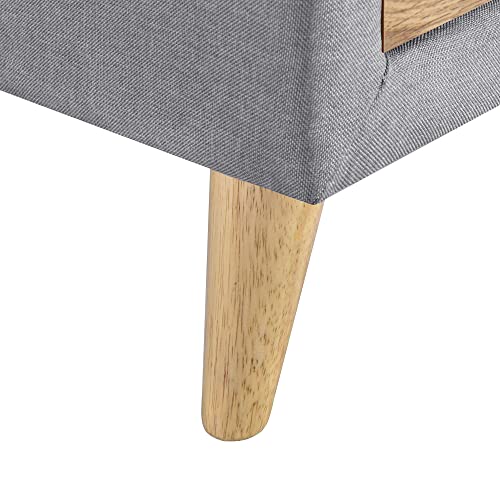 Gray Upholstered Wooden Storage Ottoman Bench with 2 Drawers V2747