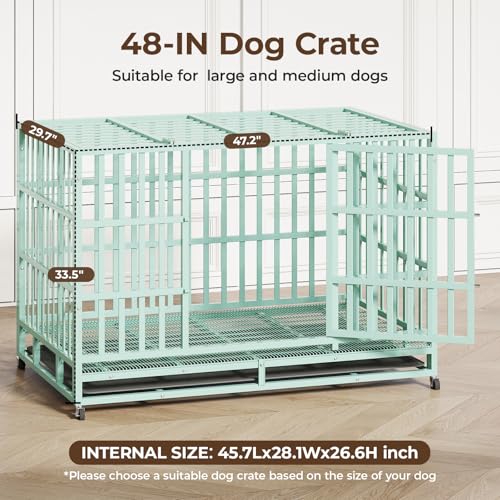 48 Inch Heavy Duty Steel Dog Crate with Removable Tray I44860