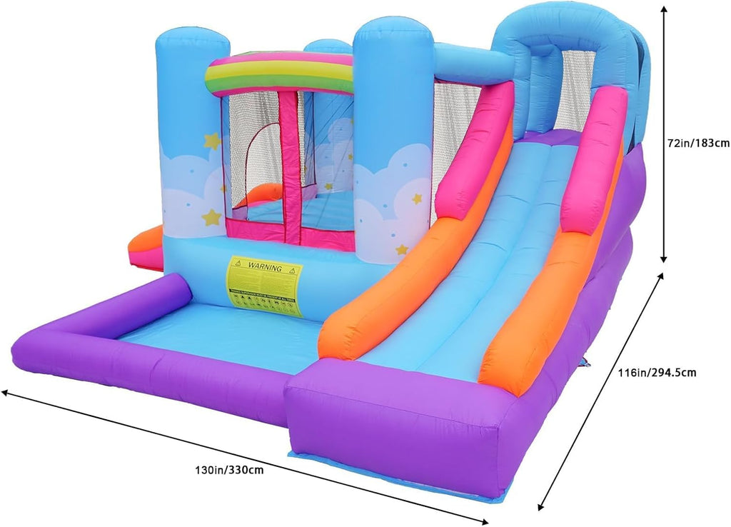 Inflatable Bounce House with Air Blower, Ball Pit, Slides, Reinforced PVC Bounce Floor U111392