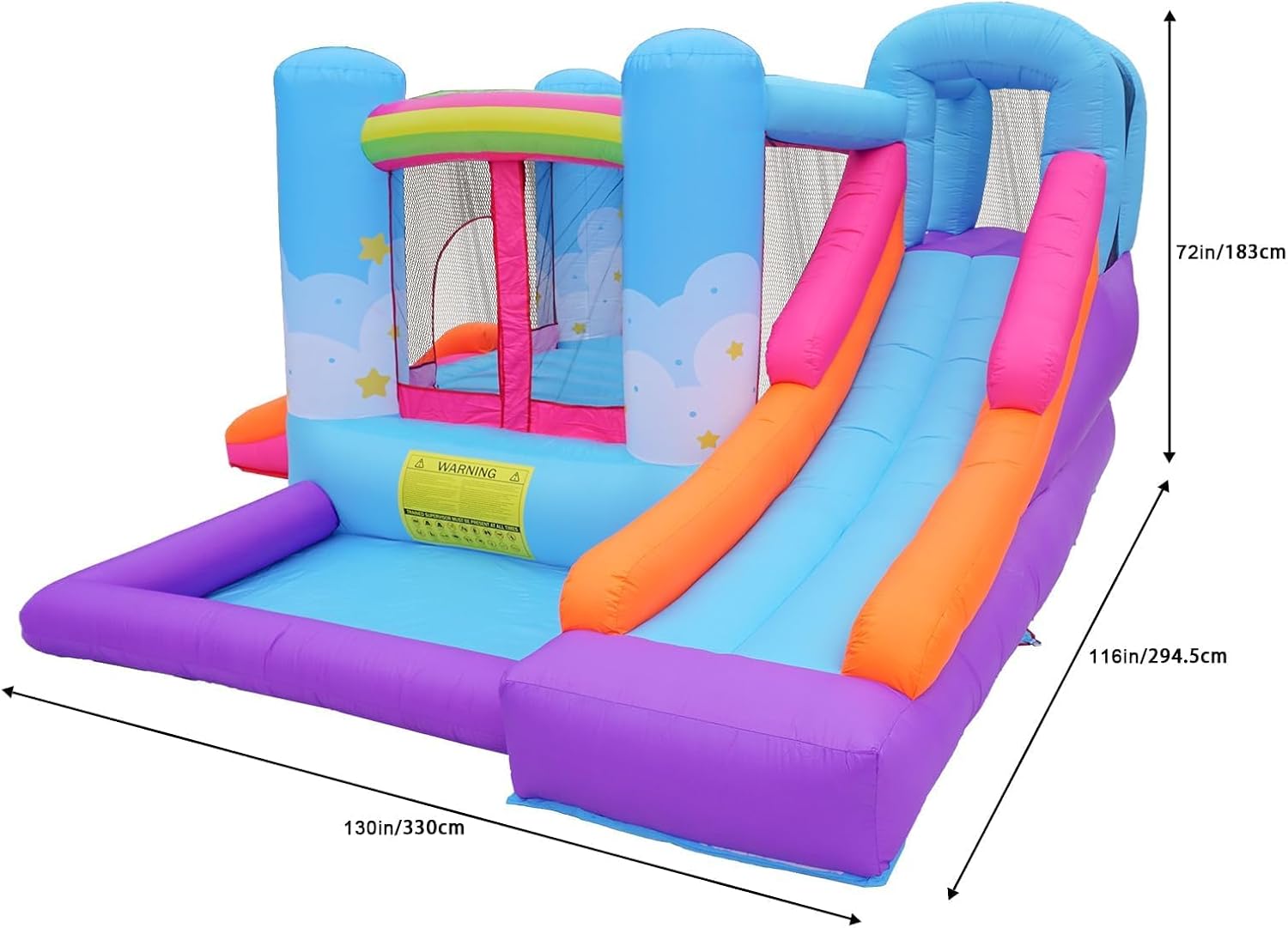 Inflatable Bounce House with Air Blower, Ball Pit, Slides, Reinforced PVC Bounce Floor U111392