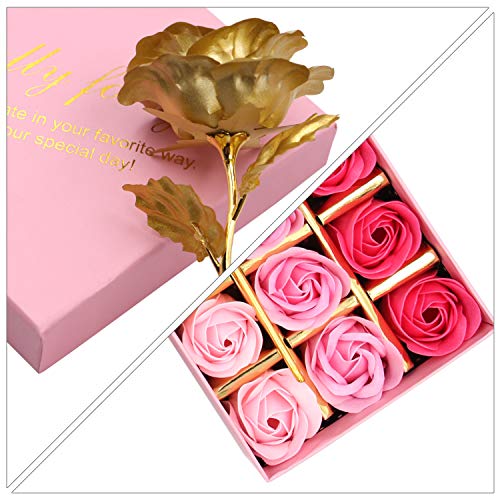 18 PCS Floral Scented Bath Soap Rose Flower Petals Plant Essential Oil Rose Soap Set (Pink) E44406