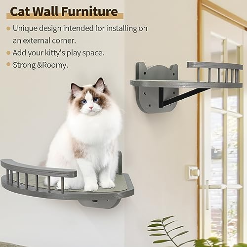 Black Wall-Mounted Cat Shelves with Scratching Pad A8258