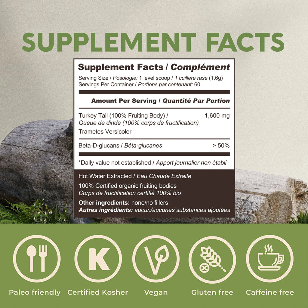 Organic Turkey Tail Mushroom Supplement Powder 3.5 oz Z646