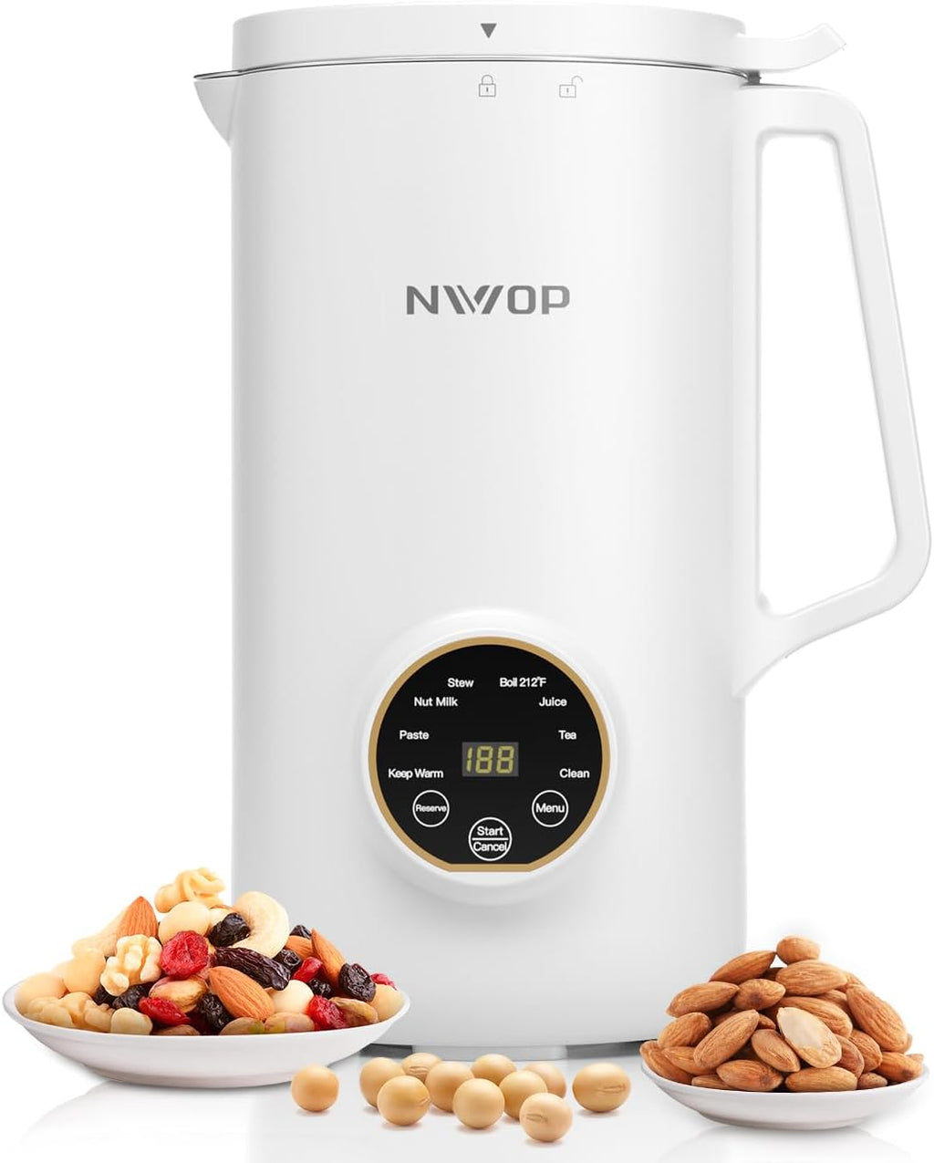 6 IN 1 Nut Milk Maker Machine, 28 oz Soy Milk Maker with 10 Blades 12H Timer Self-Cleaning T857848