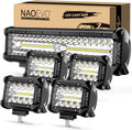 12 Inch LED Light Bar and 4PCS 4 Inch LED Pod Lights, 54000LM Triple Row Spot Flood Combo LED Light Bar I433974