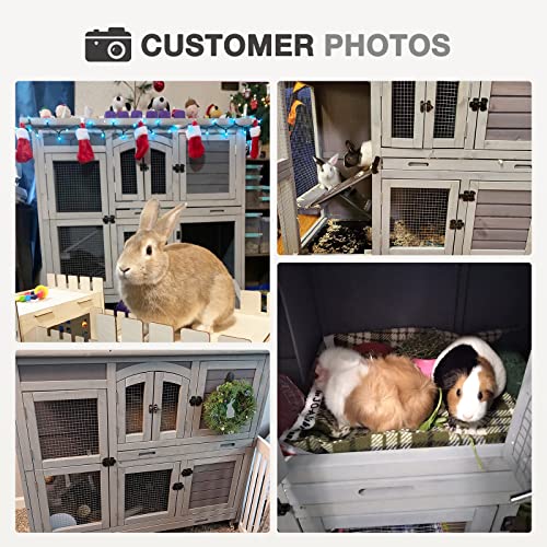 Two-Story Rabbit Hutch with Wheels and 2 Deep Leakproof Tray B2589