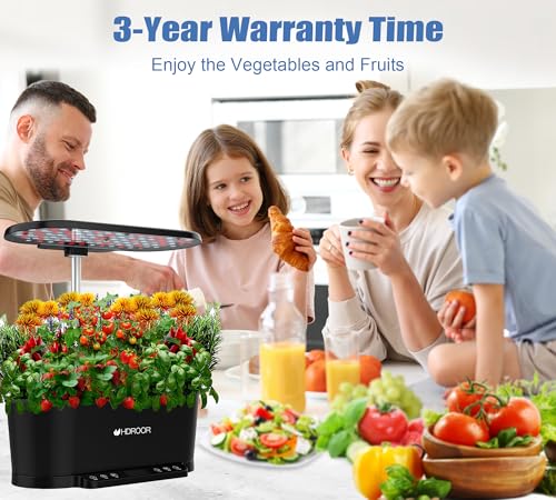 Black 15 Pods Hydroponic Growing System with Grow Light C9882