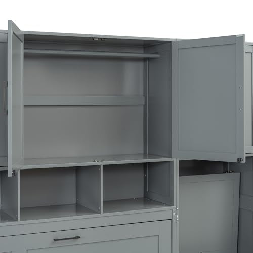 Queen Size White Murphy Bed with Desk Y926