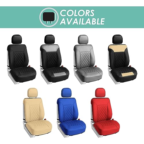 Beige Faux Leather Car Seat Covers Front Set M2943