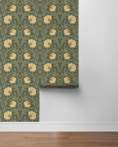 Meadow Green & Amber Peel and Stick Wallpaper P397776