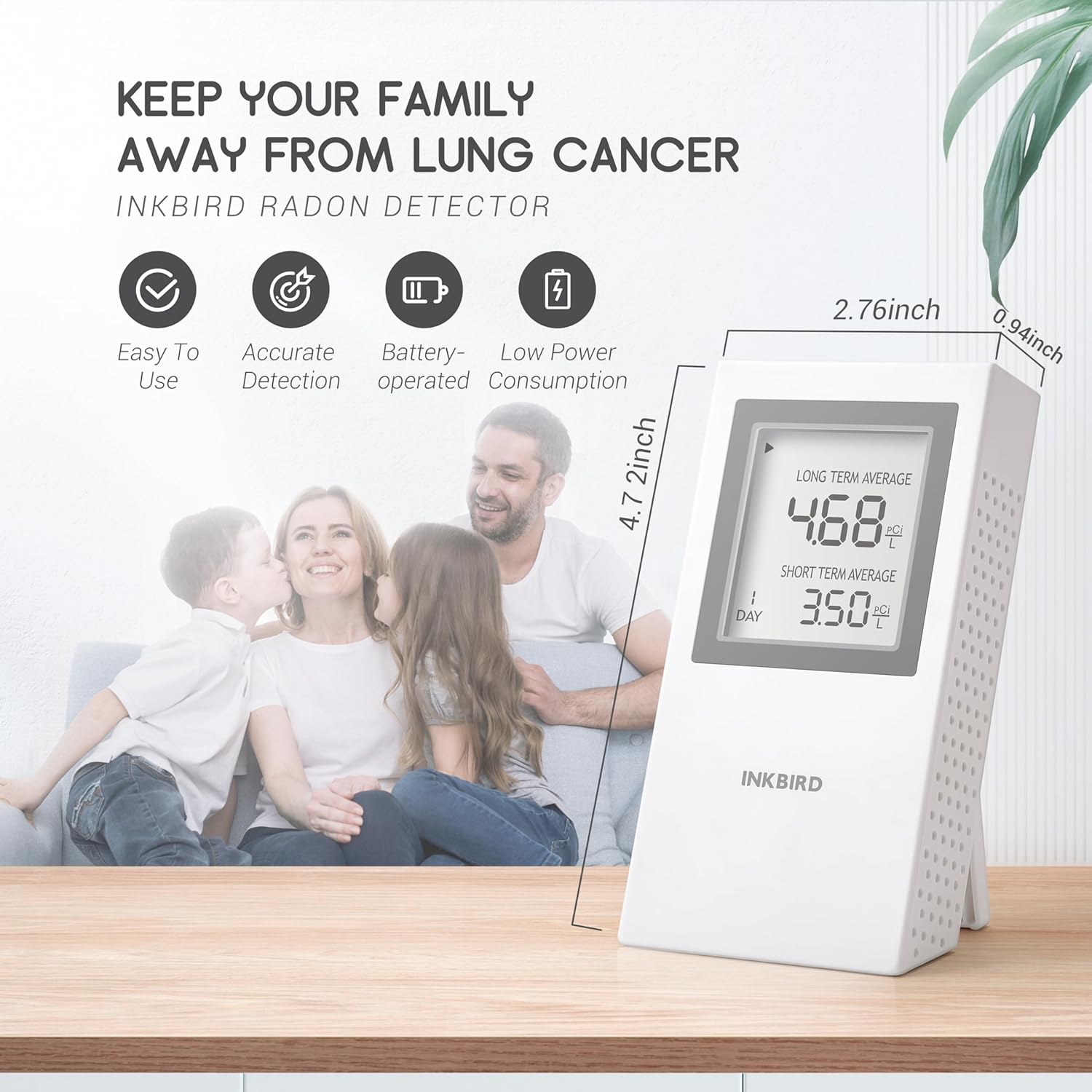 Portable Radon Detector Battery Operated F381175
