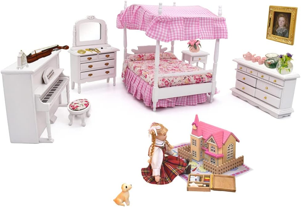 Pink Dollhouse Bedroom Furniture 6pcs R851005