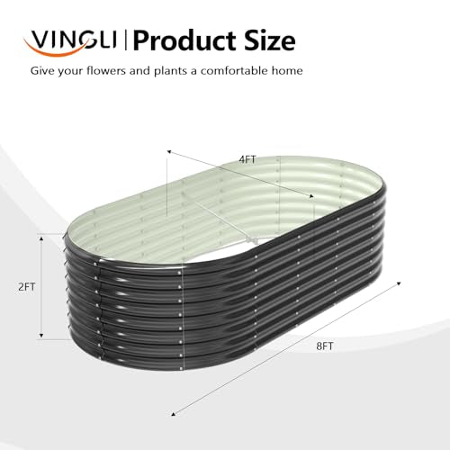 8x4x2ft Galvanized Raised Garden Beds Oval Planter Boxes V228740