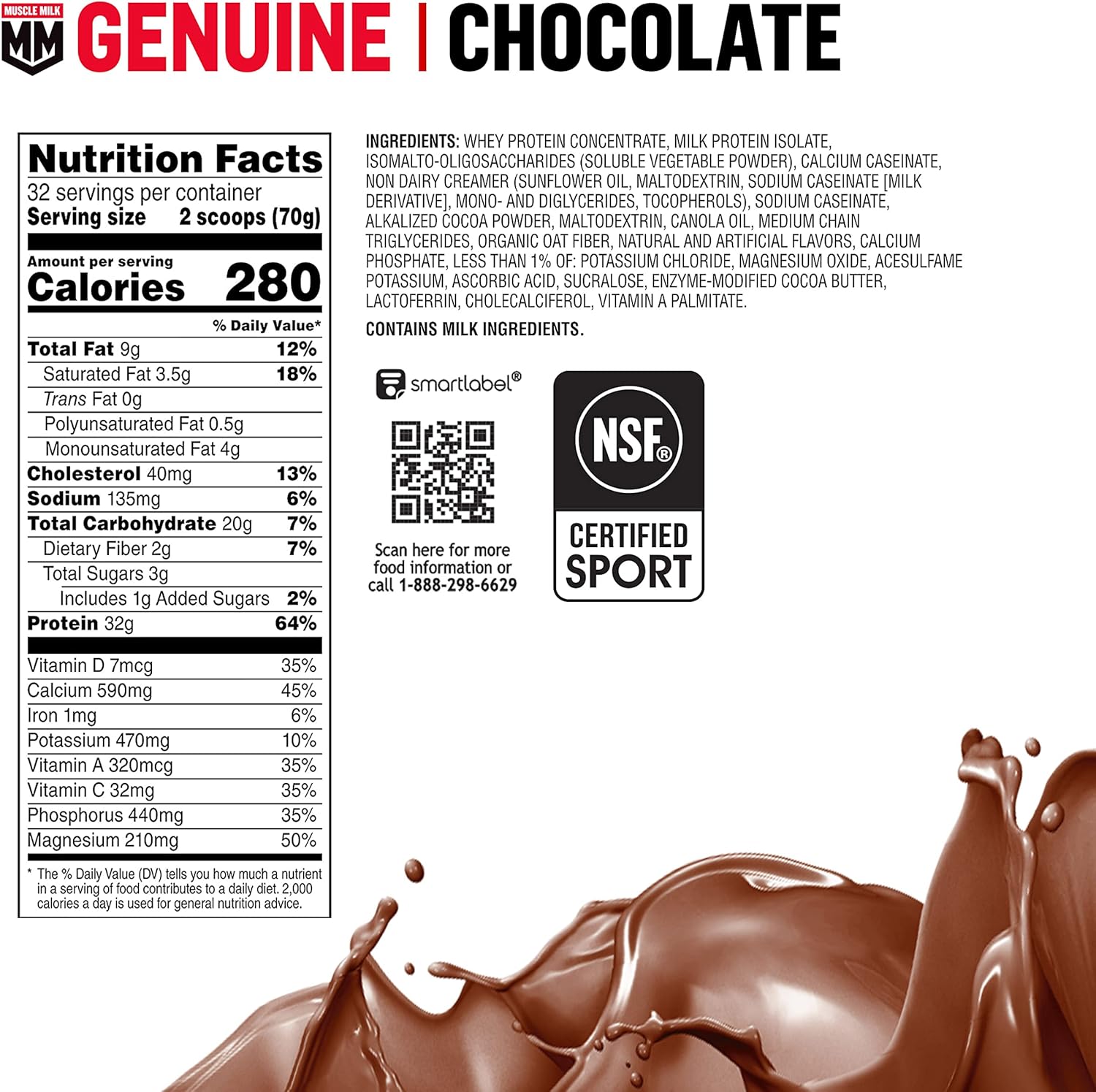 Chocolate Protein Powder, 4.94 Pound, 32 Servings A834