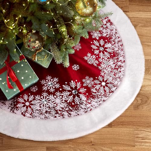 48 Inches Red Velvet Christmas Tree Skirt W87113