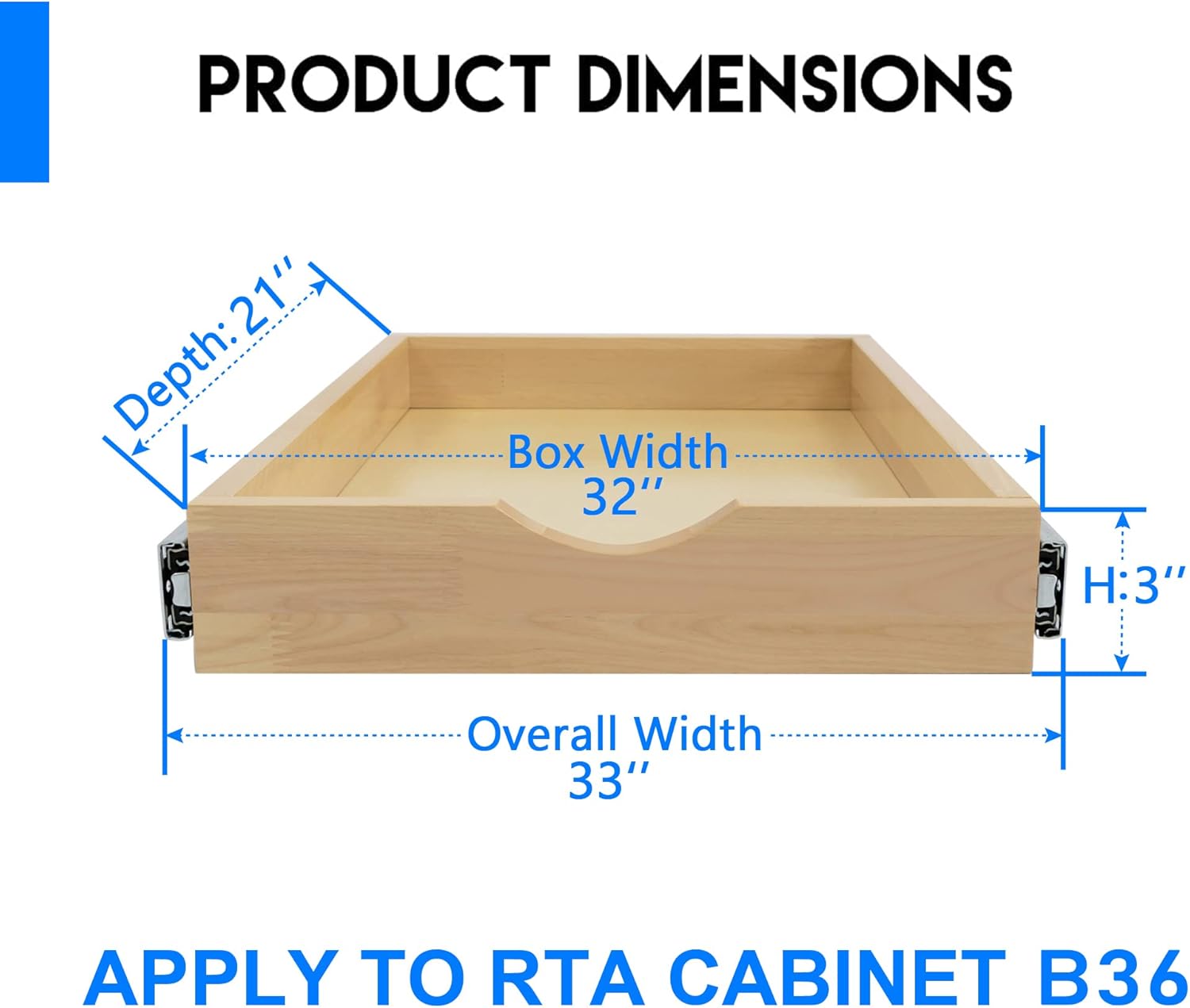 Pull Out Wood Cabinet Shelf (32" Wide) V9416