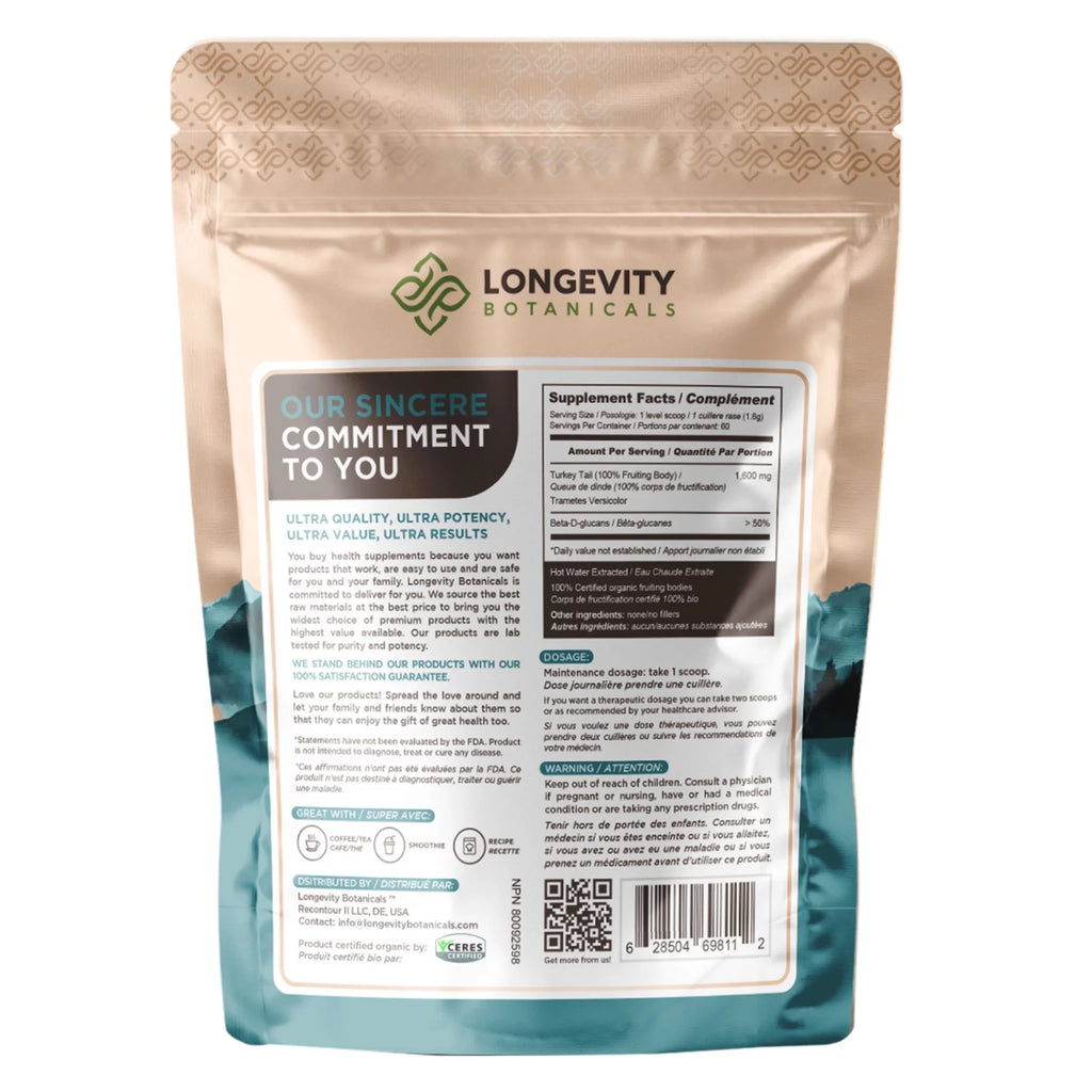 Organic Turkey Tail Mushroom Supplement Powder 3.5 oz Z646