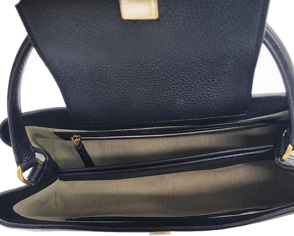 Black Pebbled Leather Satchel Bag Y120738