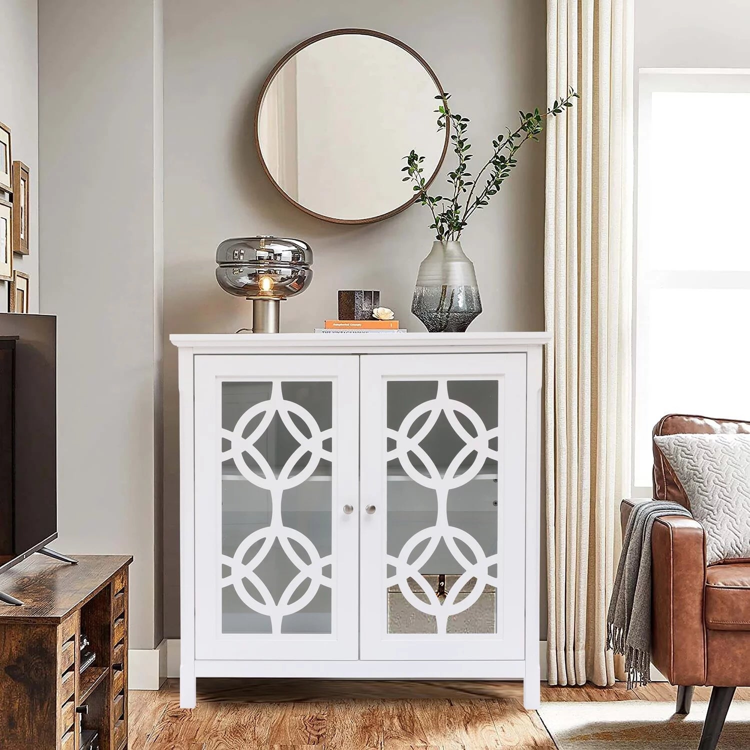 White Wood 2 Door Storage Cabinet Y173409